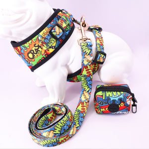 Cool dog vest harness, matching lead and poo bag.