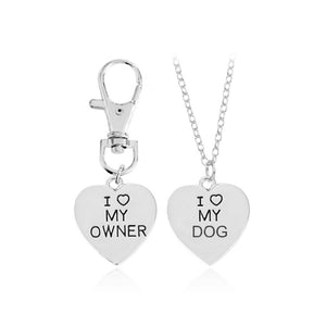 I Love My Owner Dog Necklace Keychain  Best Friends Pet Dog Tag