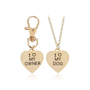 I Love My Owner Dog Necklace Keychain  Best Friends Pet Dog Tag